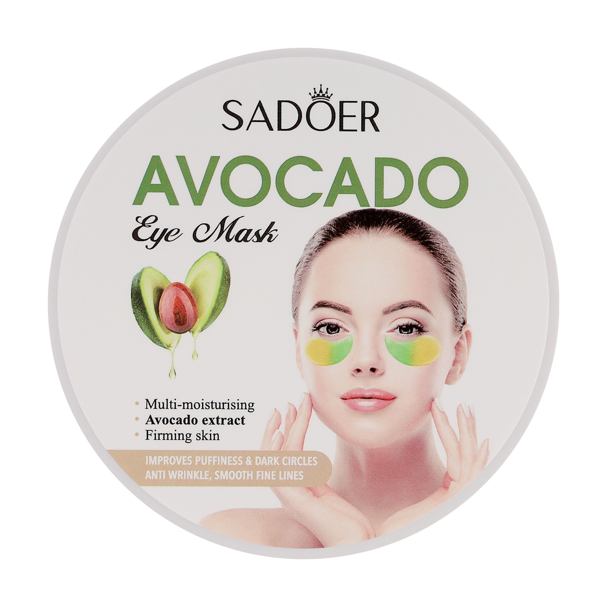 Патчі для шкіри навколо очей Sadoer Avocado Eye Mask проти набряків та зморщок, з авокадо та олією ши, 60 шт